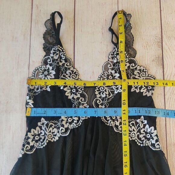 Sexy Sheer Stretch Lace Mesh Front Closure Babydoll Lingerie sz S - Picture 7 of 9